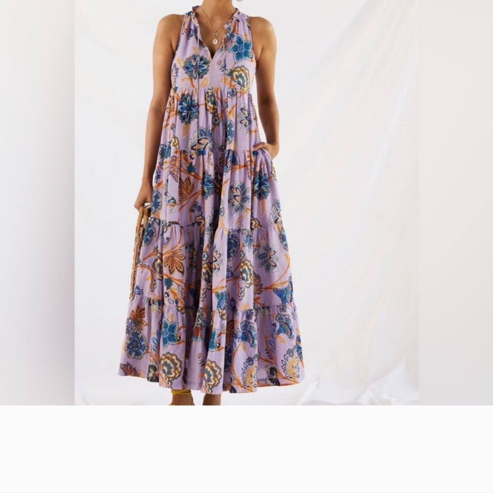 Anthropologie purple lilac  floral paisley sleeveless maxi size small